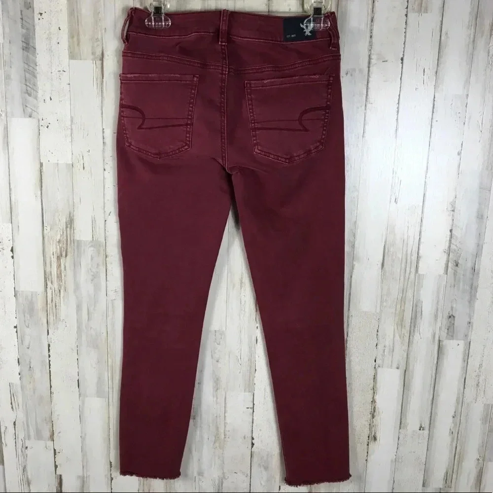 American Eagle AE Jegging Crop Jeans Denim Red 2